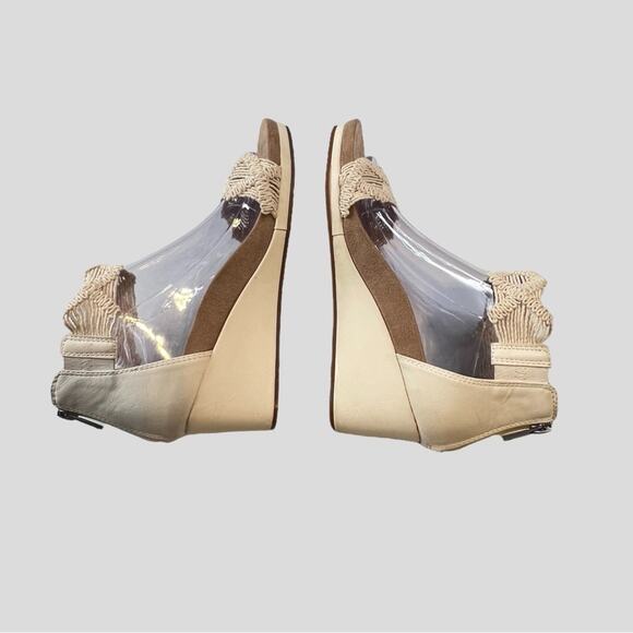 Lucky Brand Kaydyn Crochet Wedge Sandals Platform Open Toe Sandshell Size 8.5 - Picture 6 of 14